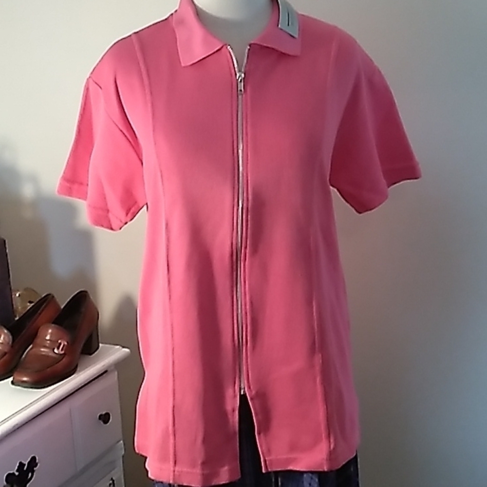 Vintage 1980s Carlyn Taylor pink medium zipper blouse 👚